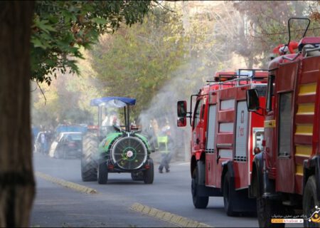 ضدعفونی معابر توسط جهادگران بسیجی میاندوآب آغاز شد + تصاویر