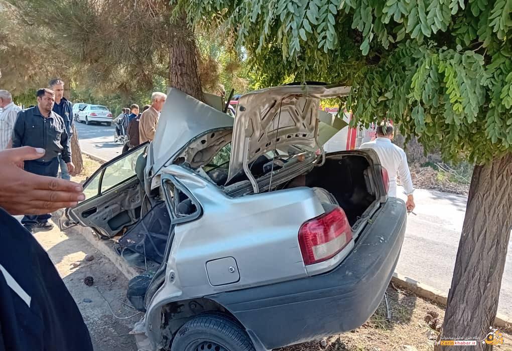 برخورد پراید با درخت دو مصدوم بر جای گذاشت